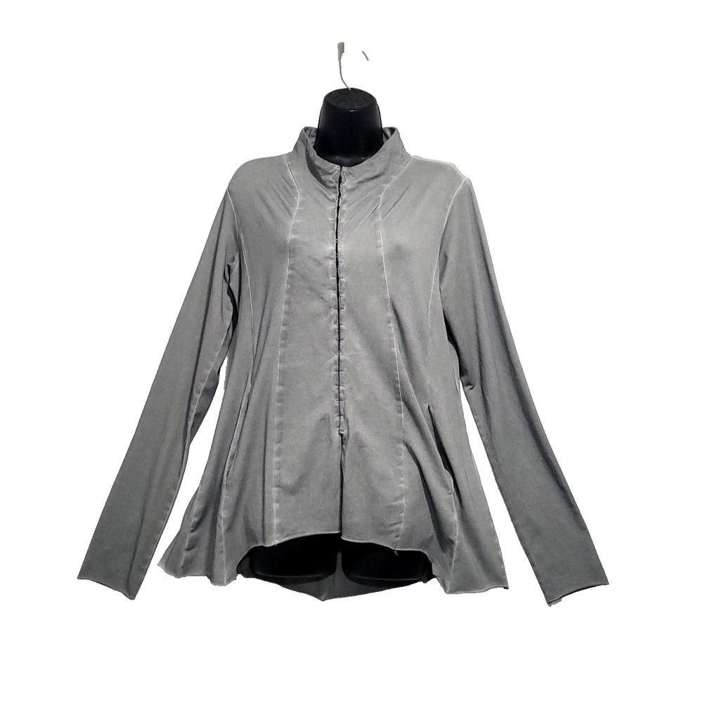 Lagan look Rundholz Asymmetrical Top L Gray Hook front Black Label Raw Hem Goth